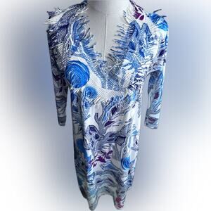 NWT Atelier5 Dress with v-neck blue and white Size Small